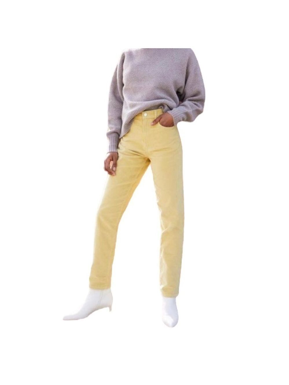 Everlane Yellow baby corduroy cheeky crop pants size 24